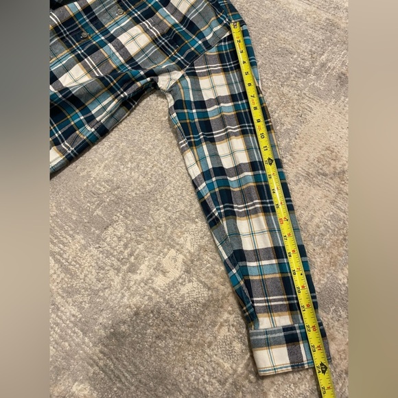 Eddie Bauer Flannel Blue Plaid Warm Long Sleeve Button Down Mens Medium Slim Fit - Picture 8 of 8